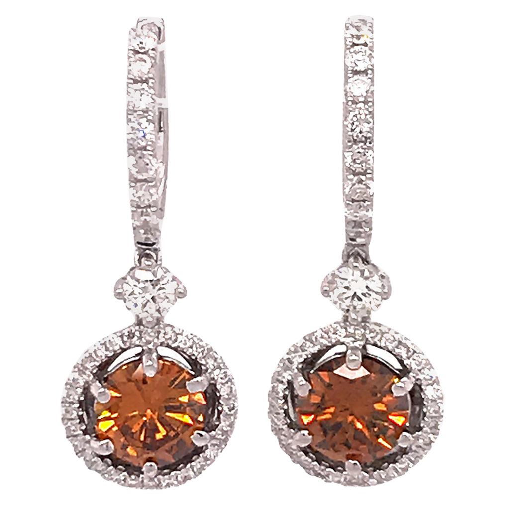 GIA Certified Colored Diamond Drop Earrings For Sale