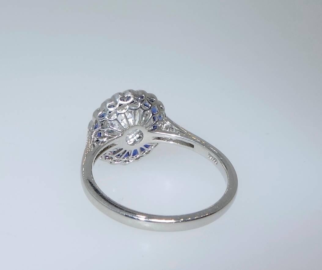 GIA Certified Colorless Diamond and Sapphire Ring In New Condition In Aspen, CO