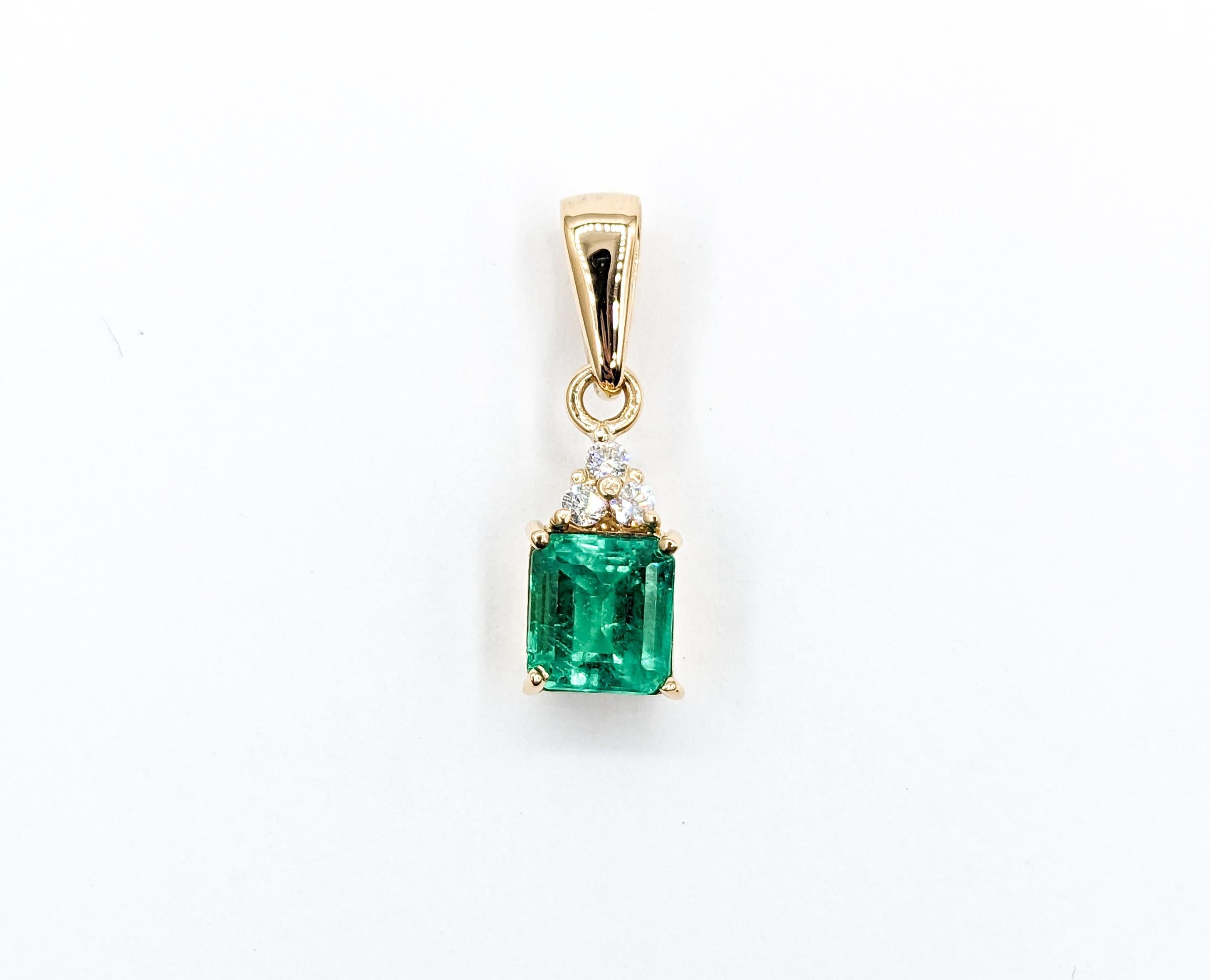 Women's GIA Certified Columbian Emerald & Diamond Pendant in 18K Gold For Sale