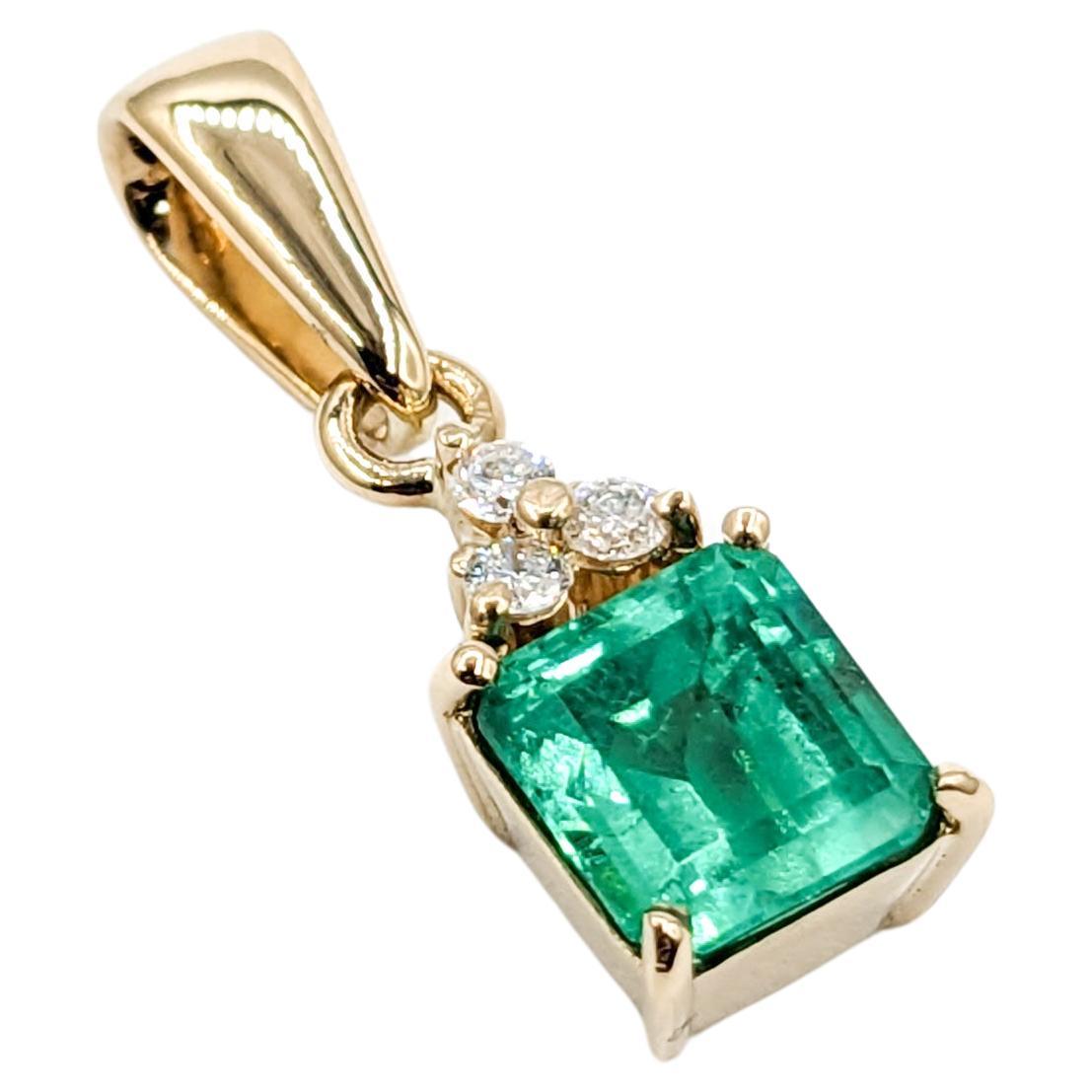 GIA Certified Columbian Emerald & Diamond Pendant in 18K Gold