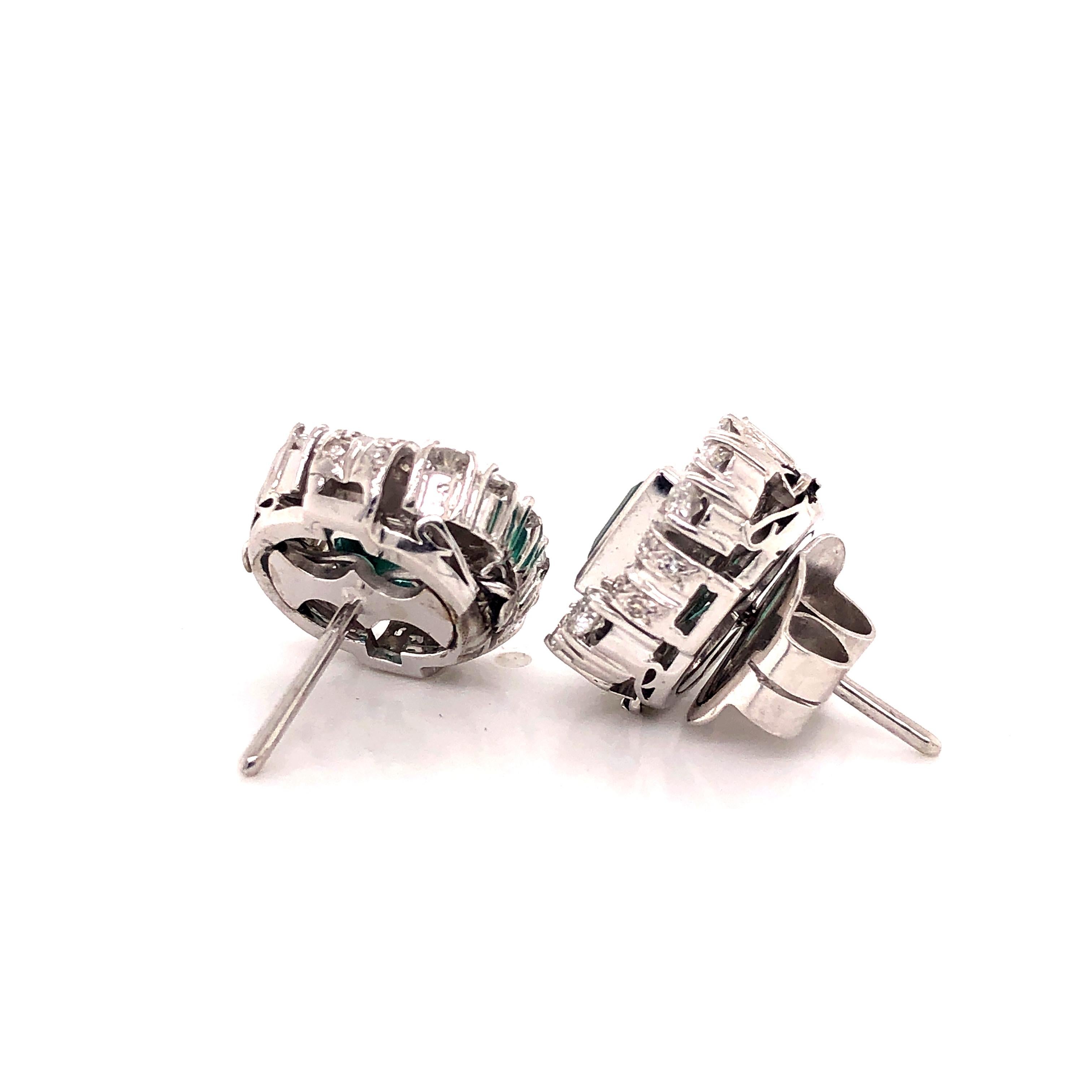 Emerald Cut GIA Certified Columbian Emerald and Diamond Platinum Earrings