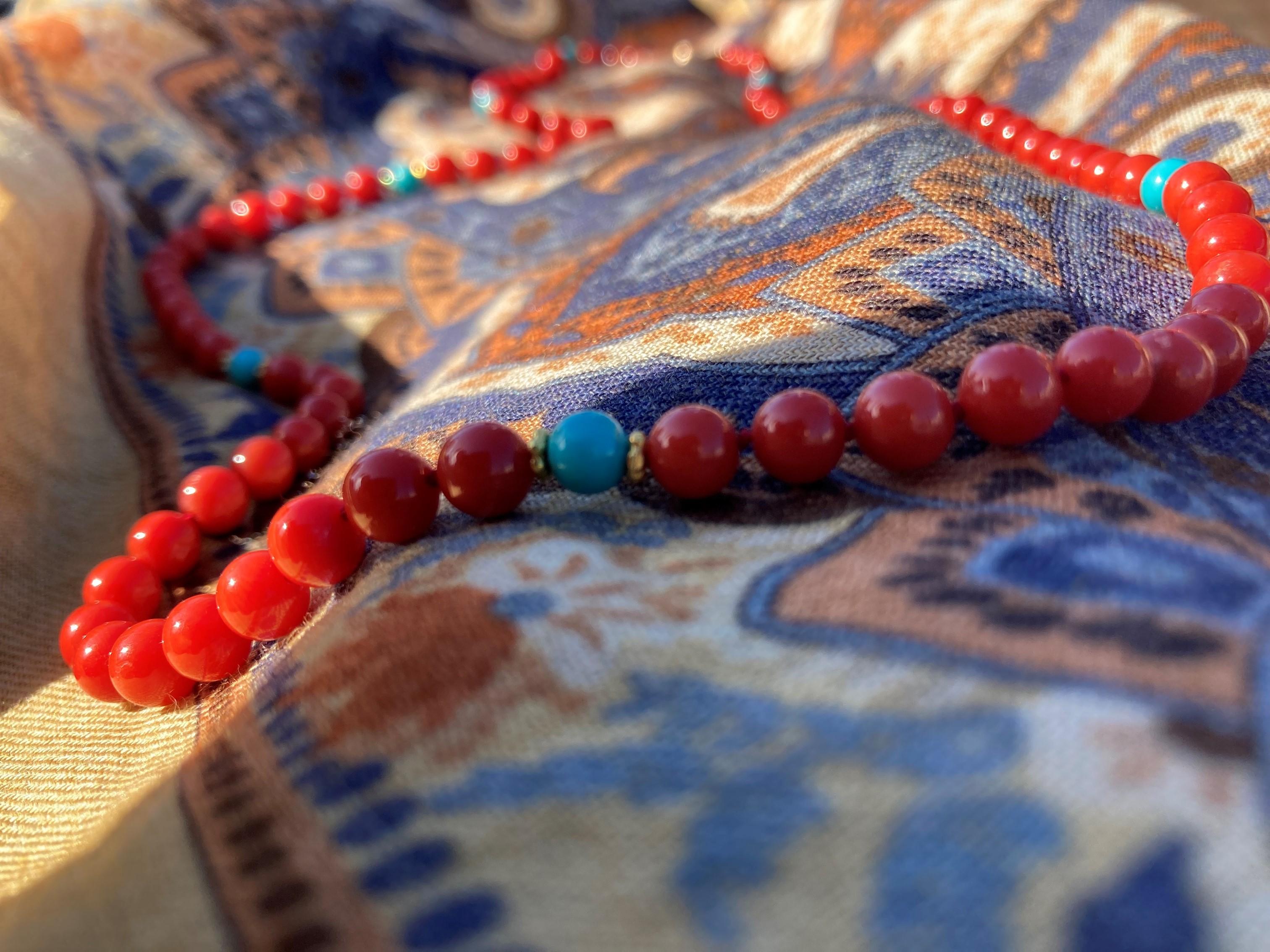 Collier italien en or 14 carats avec turquoises Sleeping Beauty Pour femmes en vente