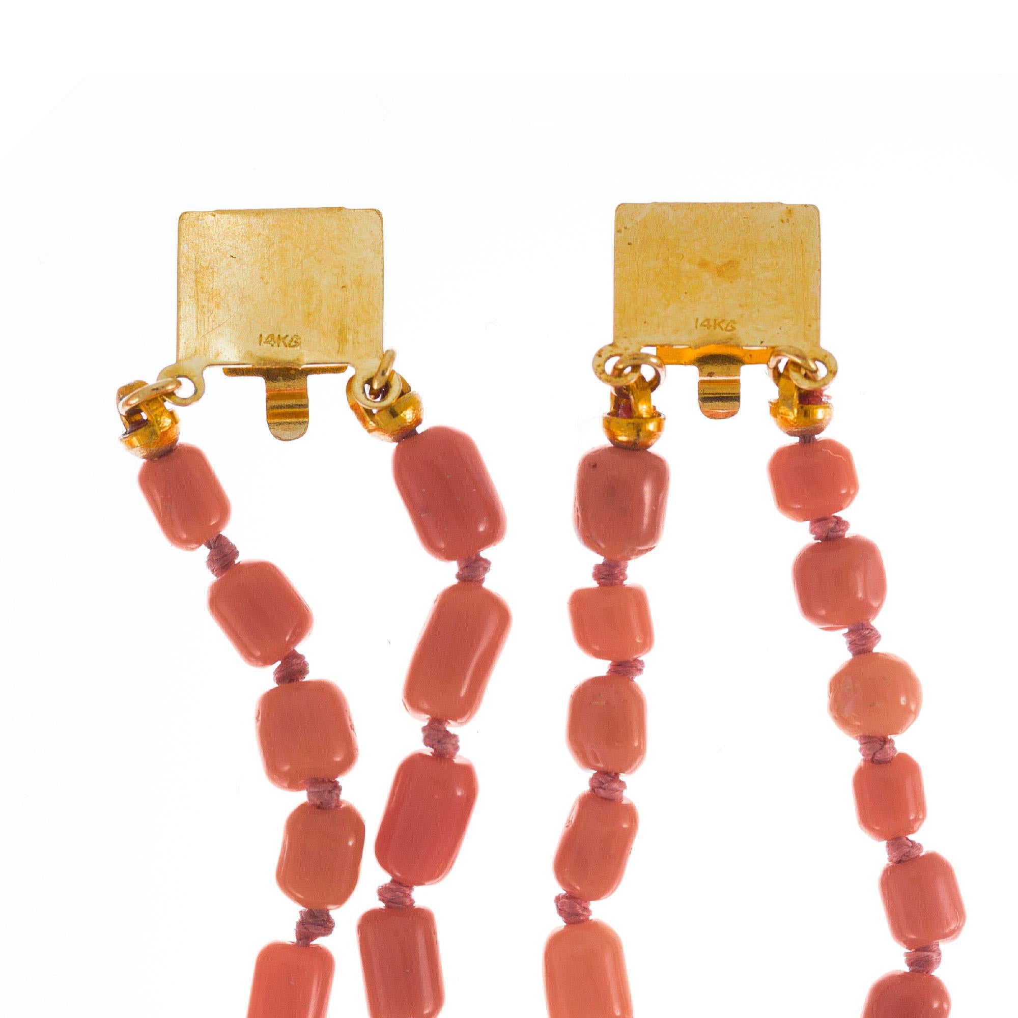 GIA Certified Coral Yellow Gold Necklace Bracelet Set For Sale 1
