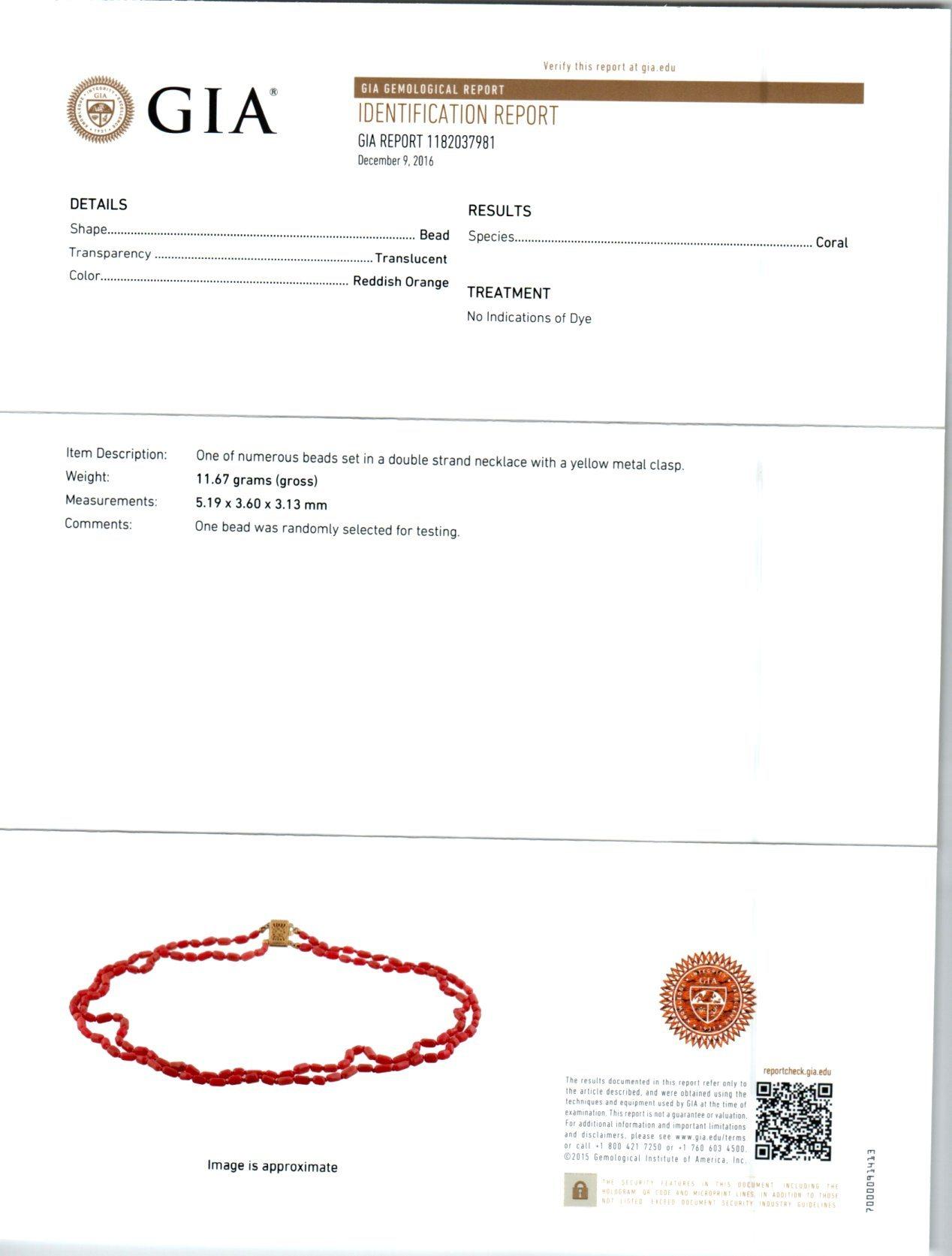 Set aus Halskette und Armband, GIA-zertifizierte Koralle Gelbgold im Angebot 4