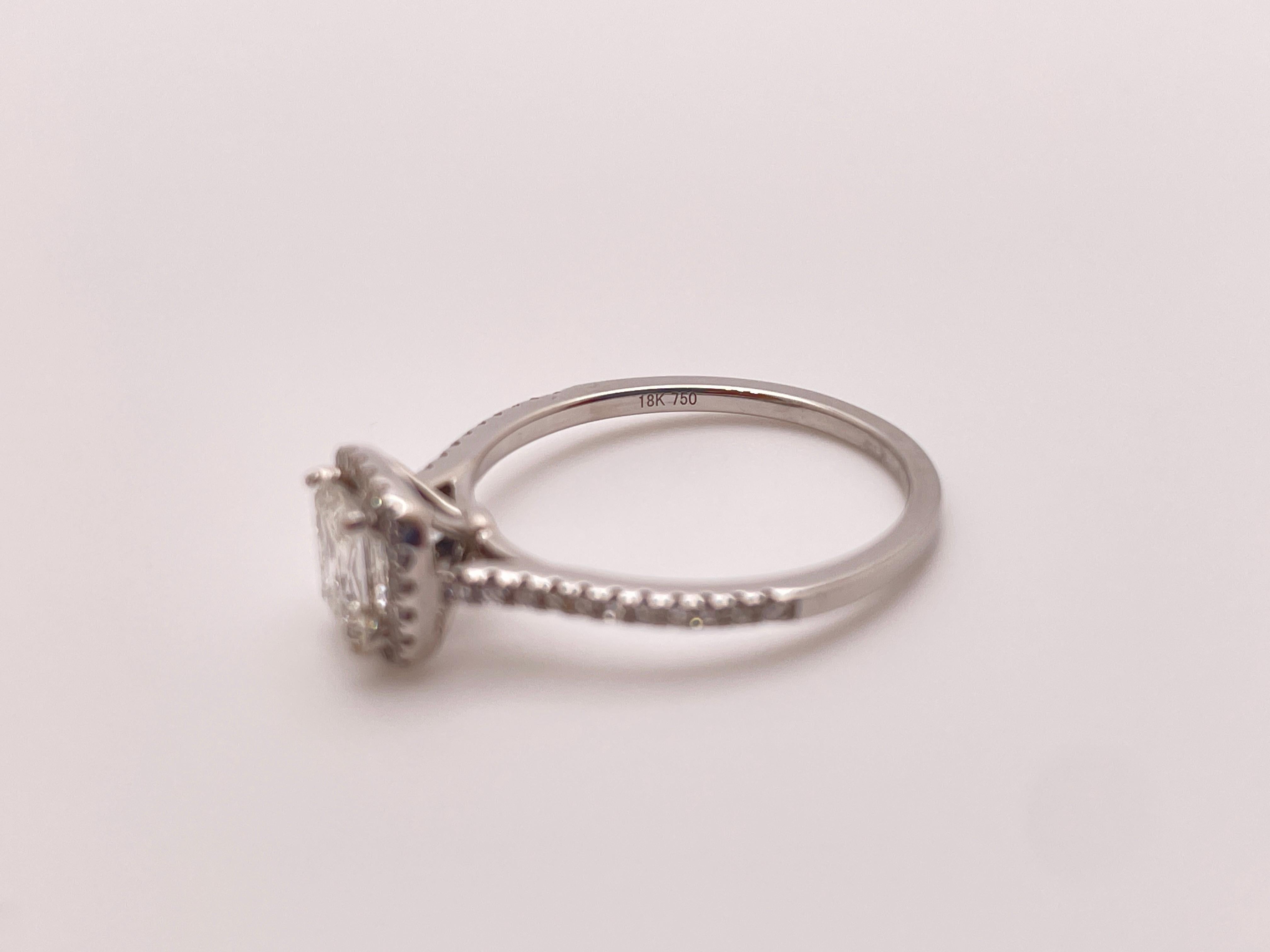 GIA Certified Crisscut Diamond 18K White Gold Engagement Ring For Sale 5