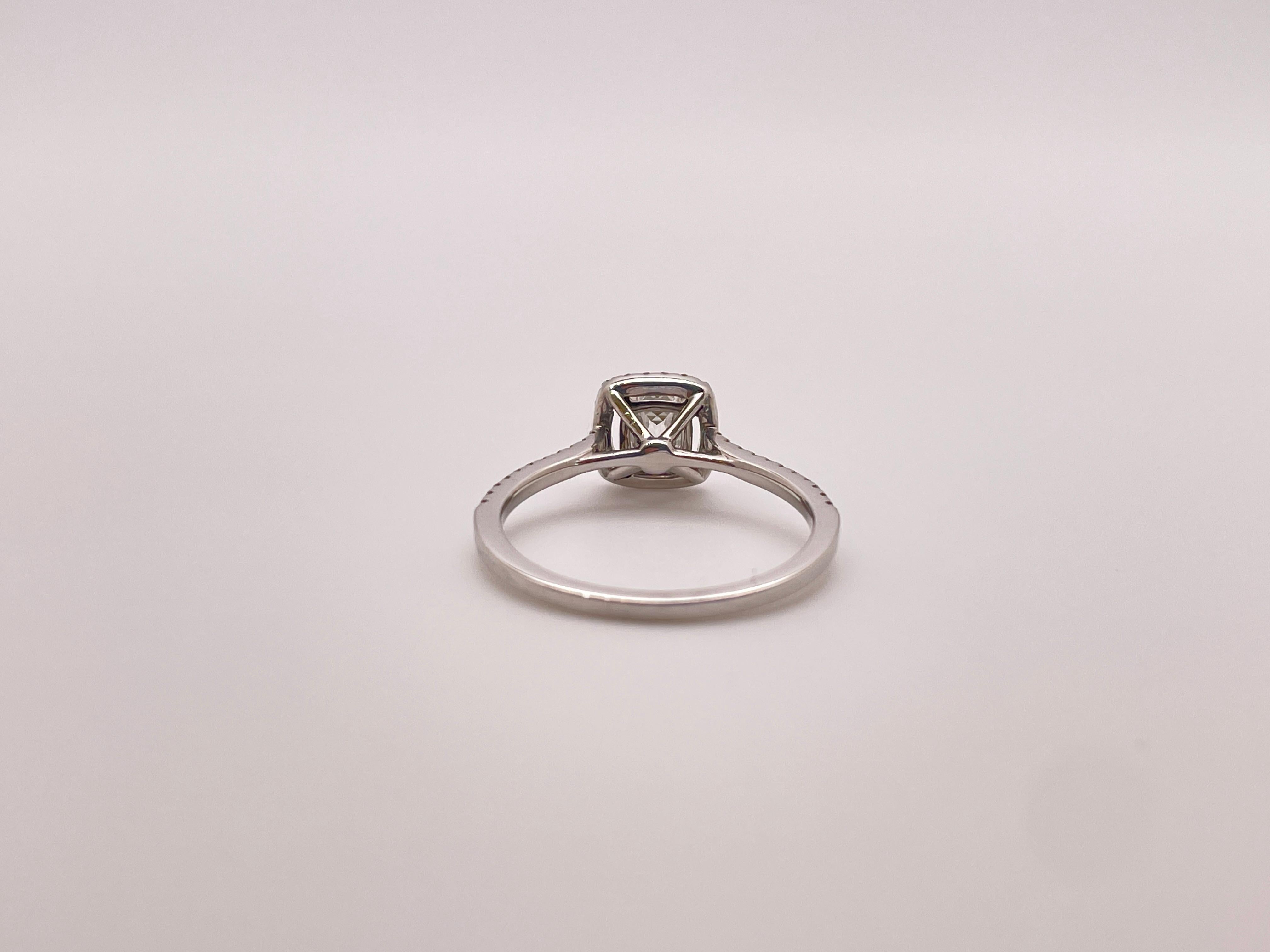 GIA Certified Crisscut Diamond 18K White Gold Engagement Ring For Sale 1