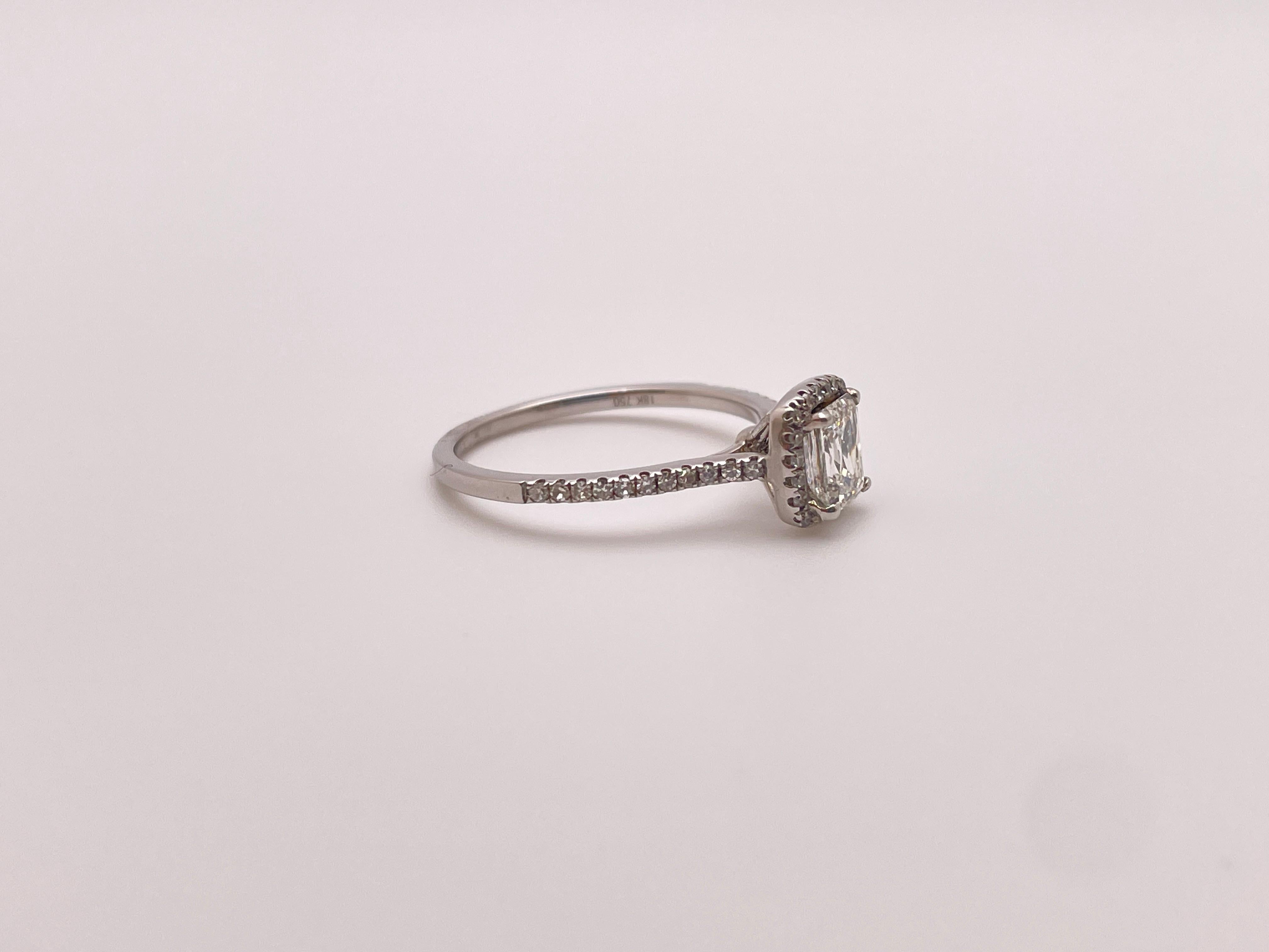 GIA Certified Crisscut Diamond 18K White Gold Engagement Ring For Sale 2