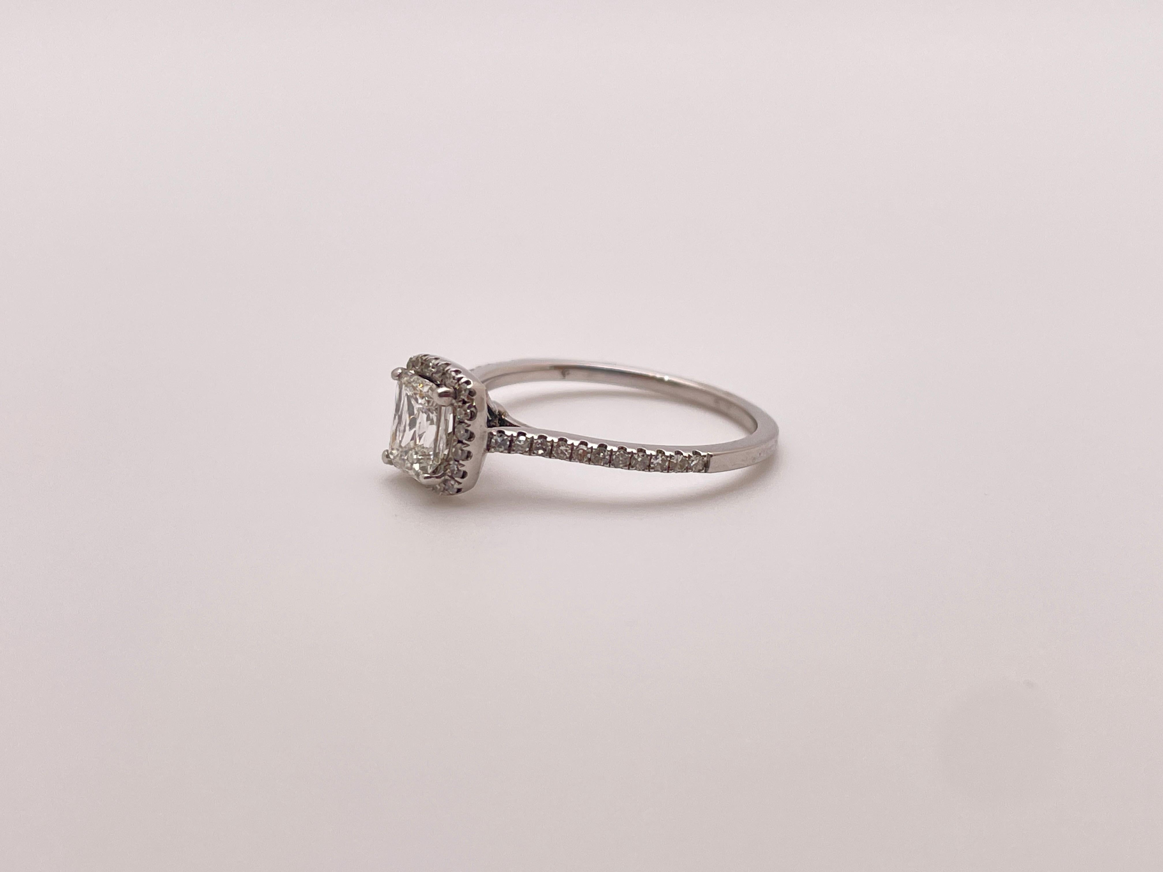GIA Certified Crisscut Diamond 18K White Gold Engagement Ring For Sale 3
