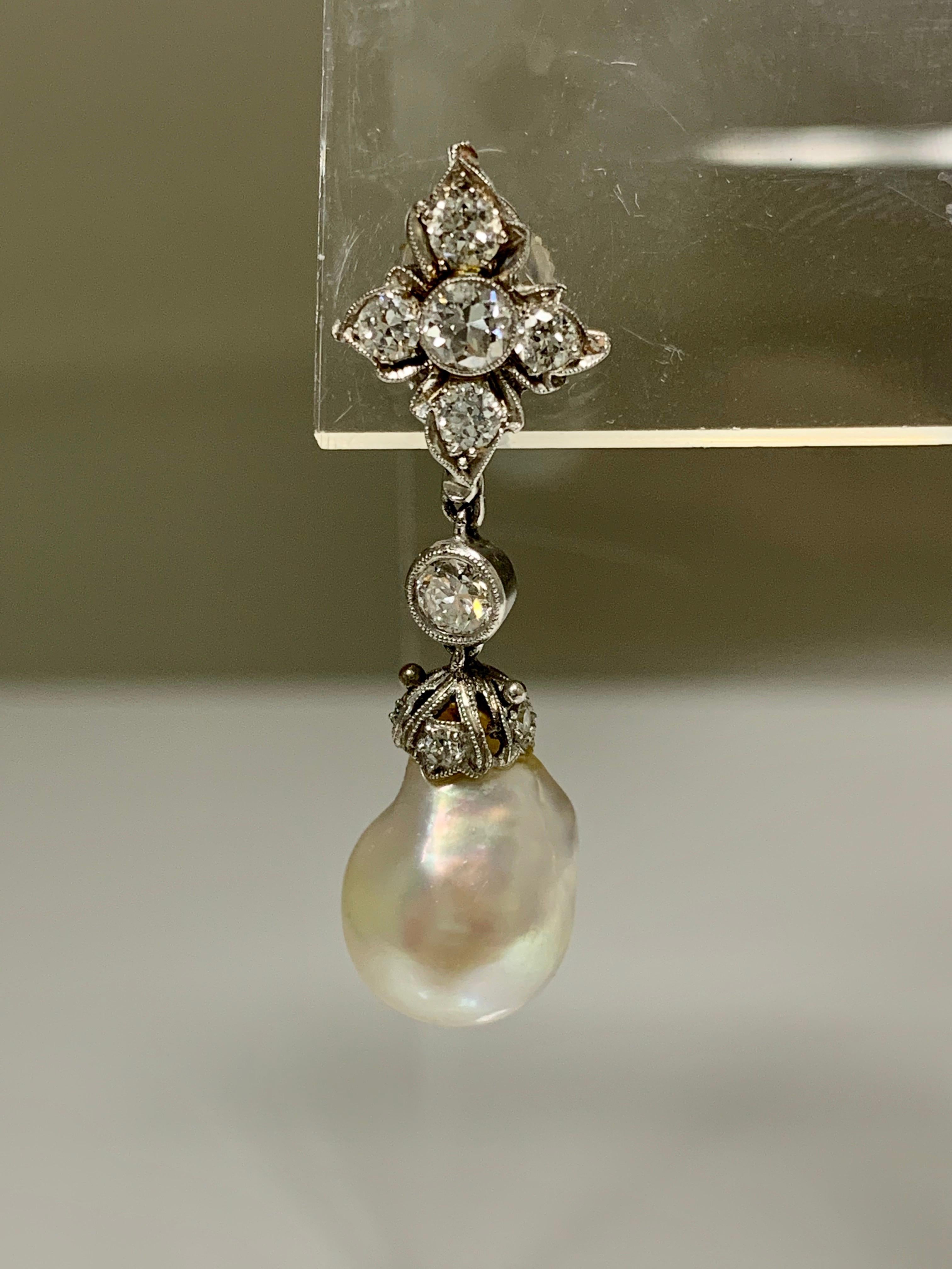 GIA Certified Cultured Pearls and Diamond Earrings in 18 Karat White Gold In New Condition For Sale In New York, NY