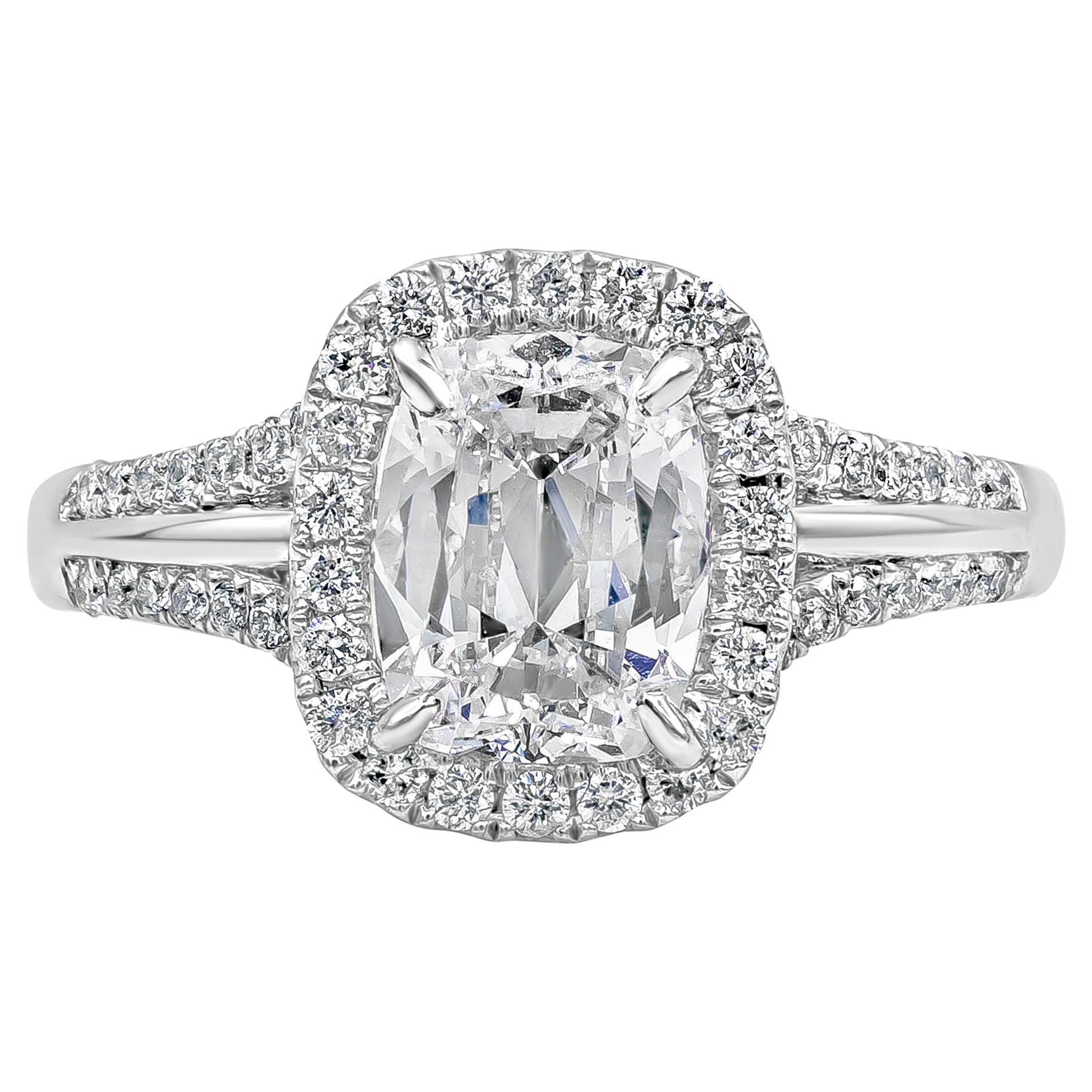 Roman Malakov GIA Certified Cushion Brilliant Diamond Halo Engagement Ring