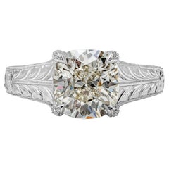 GIA Certified Cushion Cut Diamond Antique-Style Solitaire Engagement Ring