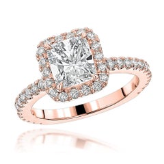 GIA Certified Cushion Cut Diamond Engagement 950 Platinum Bridal Set Ring