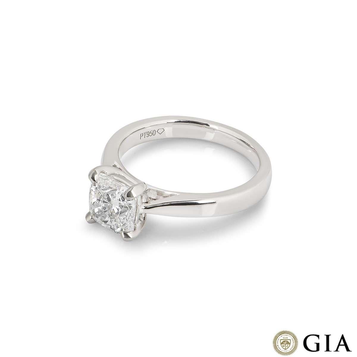 Women's GIA Certified Cushion Cut Diamond Engagement Ring 1.70 Carat F/VS1 For Sale