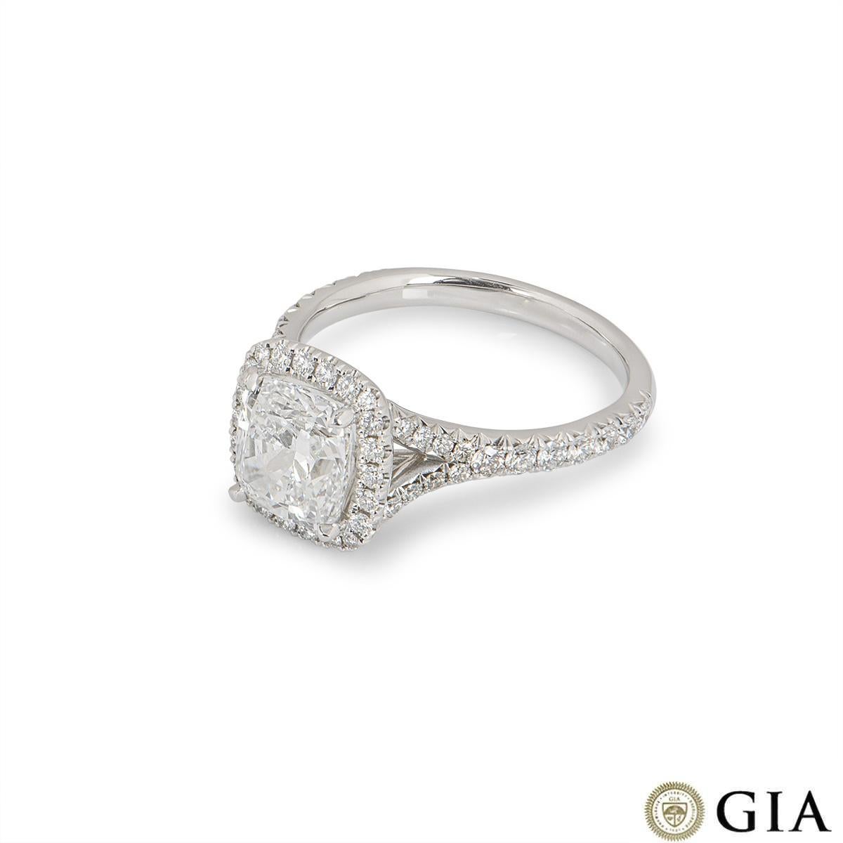 Women's GIA Certified Cushion Cut Diamond Engagement Ring 2.14ct F/VS1