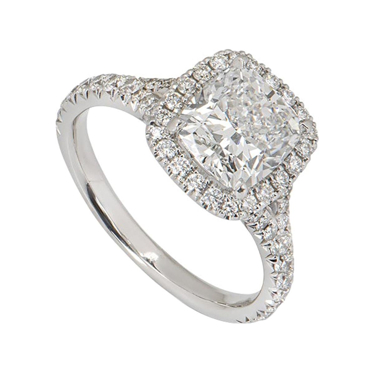 GIA Certified Cushion Cut Diamond Engagement Ring 2.14ct F/VS1