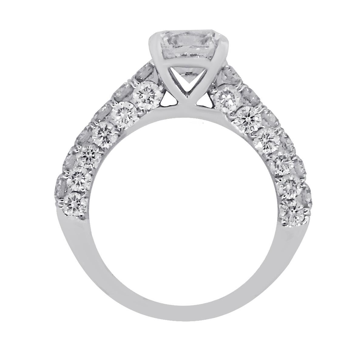 Round Cut GIA Certified Cushion Cut Diamond Engagement Ring