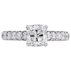 GIA Certified Cushion Cut Diamond Engagement Ring