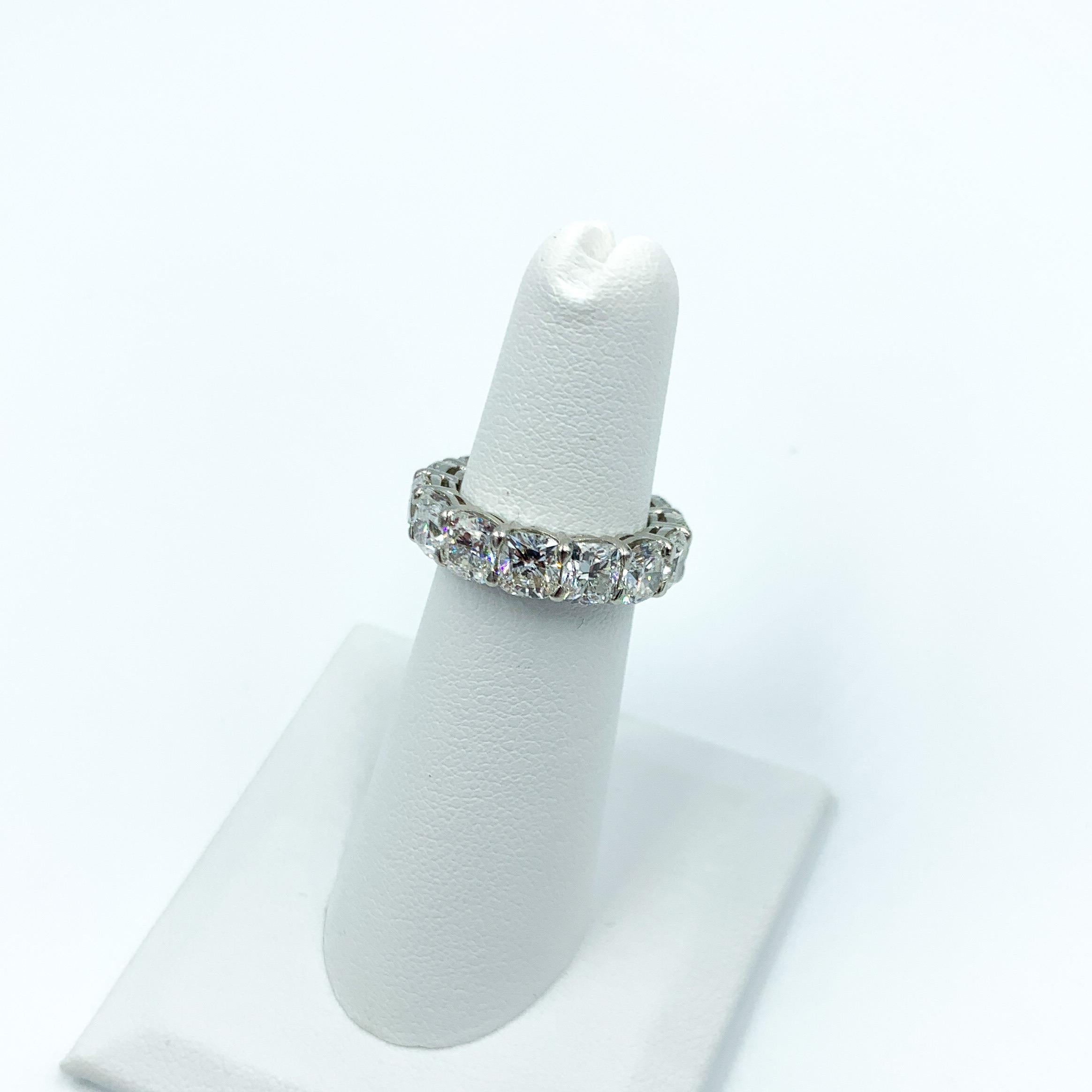 Contemporary GIA Certified Cushion Cut Diamond Eternity Band
