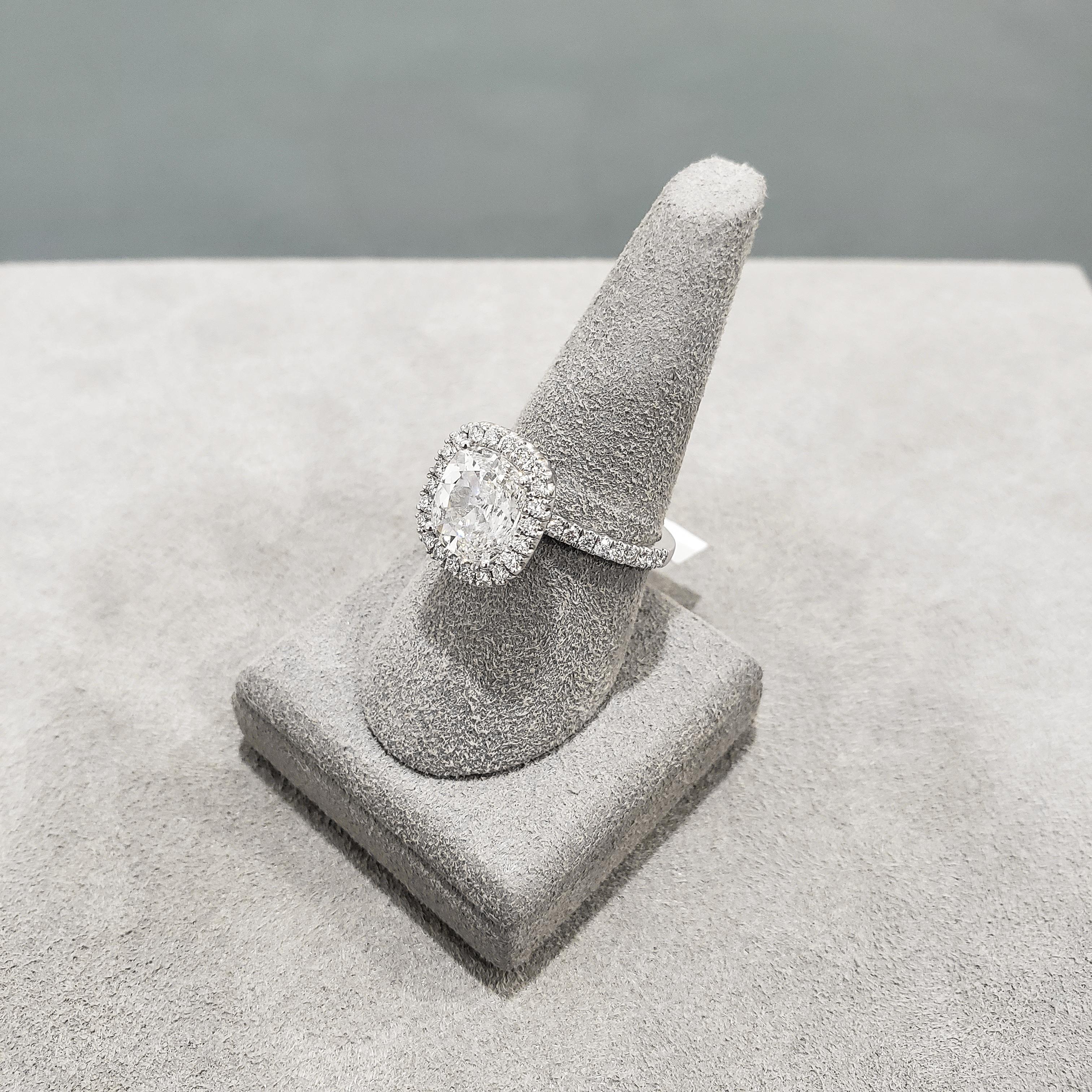 Modern Roman Malakov, GIA Certified Cushion Cut Diamond Halo Engagement Ring