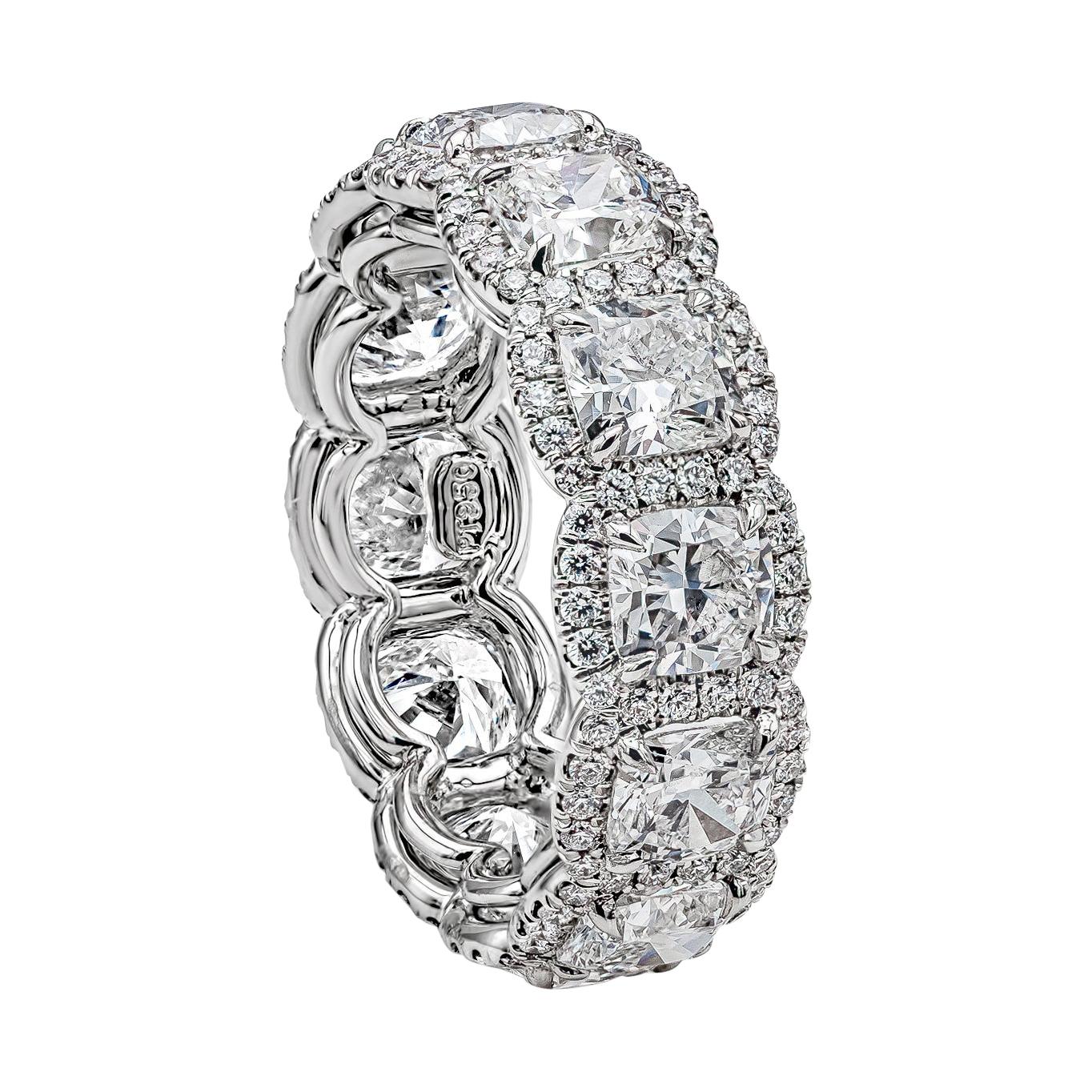 5.29 Carat Cushion Cut Diamond Eternity Band in Platinum at 1stDibs