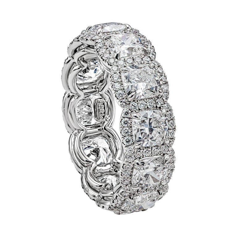 GIA Certified 4.96 Carats Cushion Cut Diamond Halo Eternity Wedding