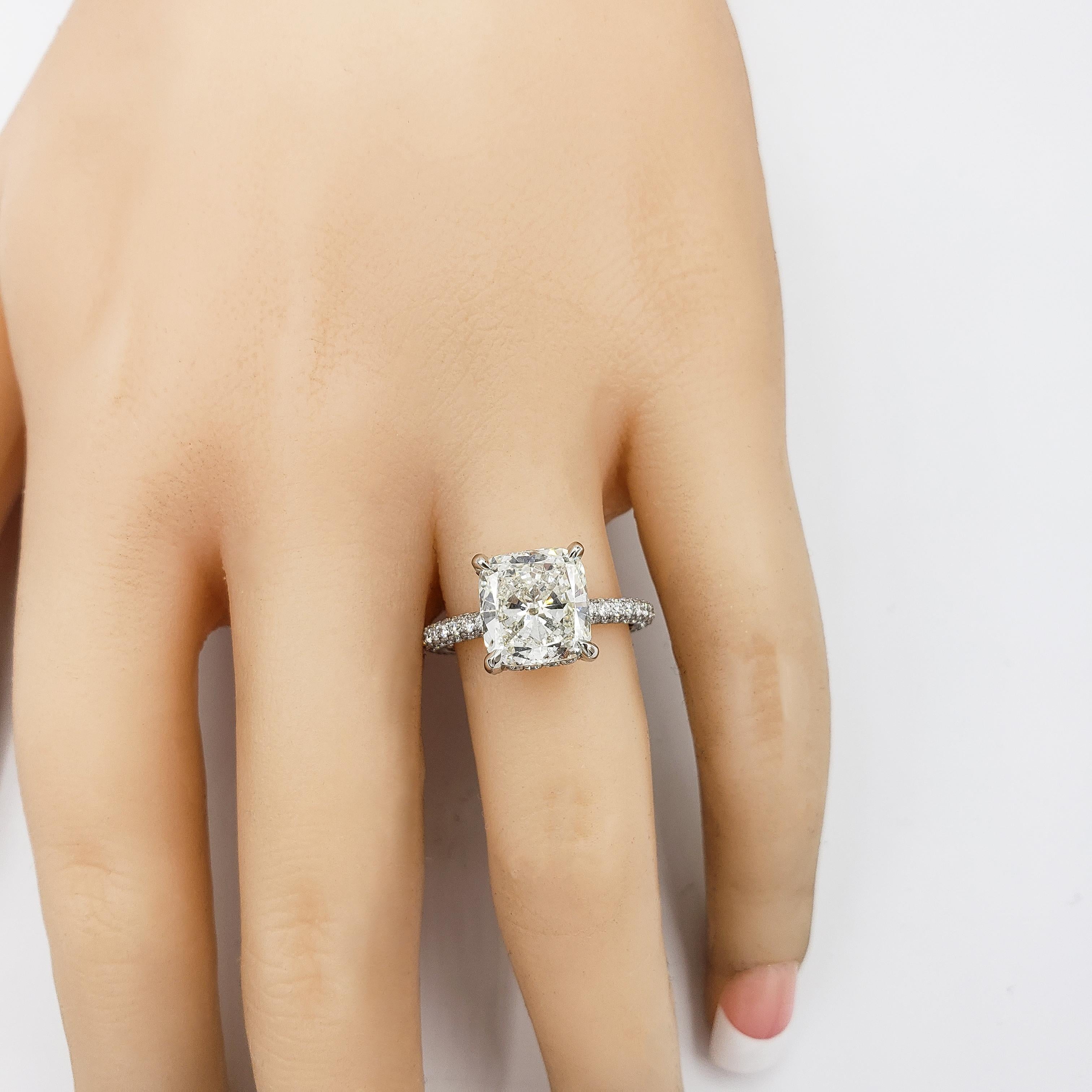 Women's GIA Certified Cushion Cut Diamond Micro-Pave Engagement Ring