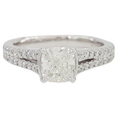 GIA Certified Cushion Cut Diamond Pave Engagement Ring
