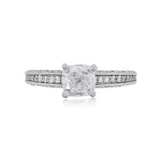 GIA-zertifizierter Diamantring mit Kissenschliff und Band-Set