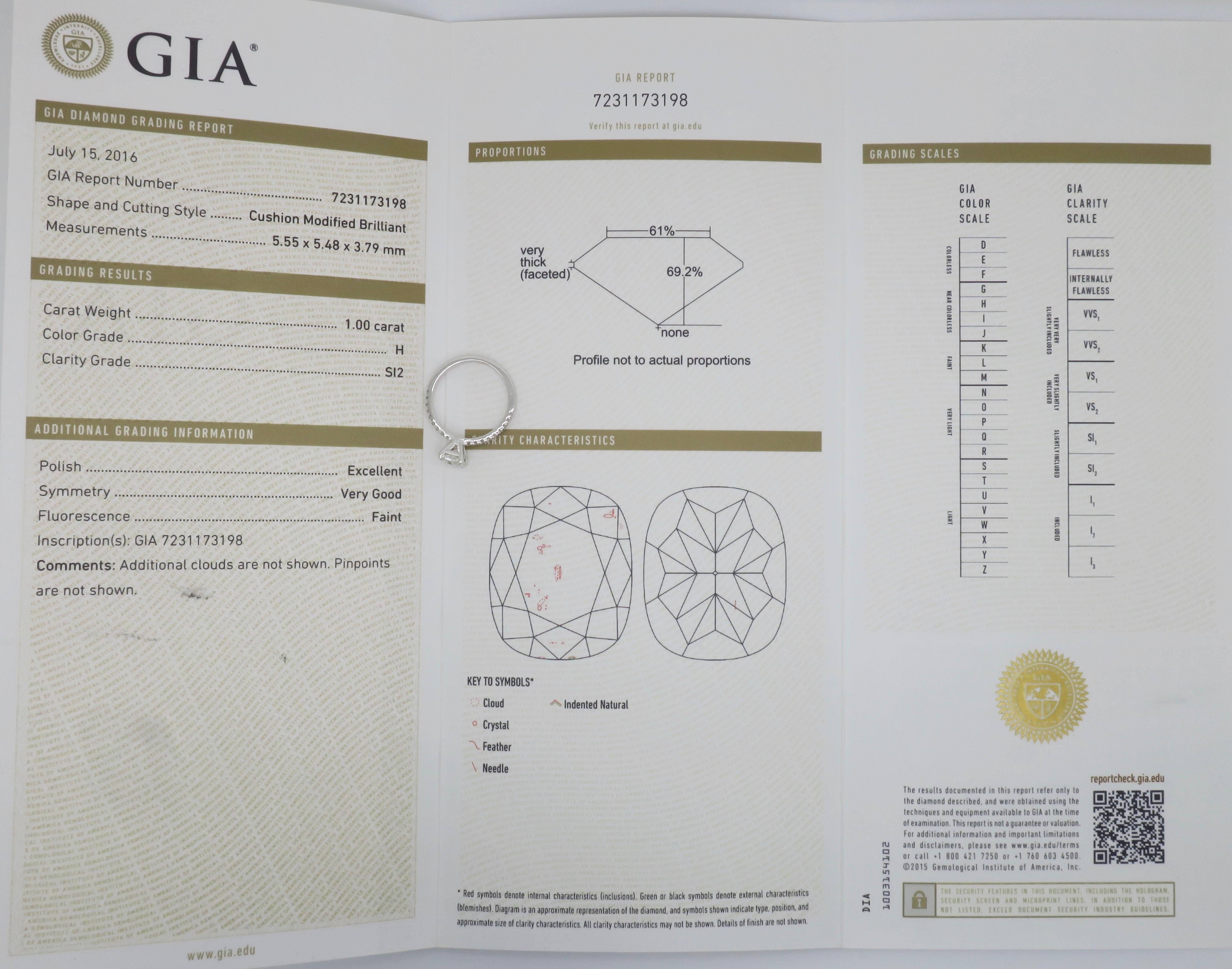 GIA Certified Cushion Cut Diamond Ring For Sale 14