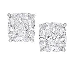 Pendientes de platino con diamantes talla cojín certificados por GIA E/F