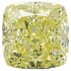 GIA Certified Cushion Cut IF Clarity Fancy Intense Yellow 10.09 Carat Diamond
