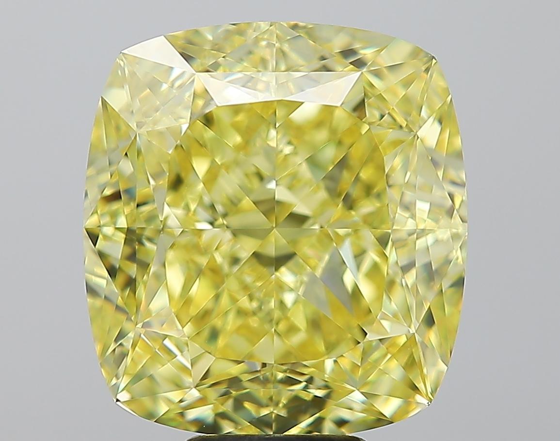 Contemporary GIA Certified Cushion Cut IF Clarity Fancy Intense Yellow 11.57 Carat Diamond For Sale