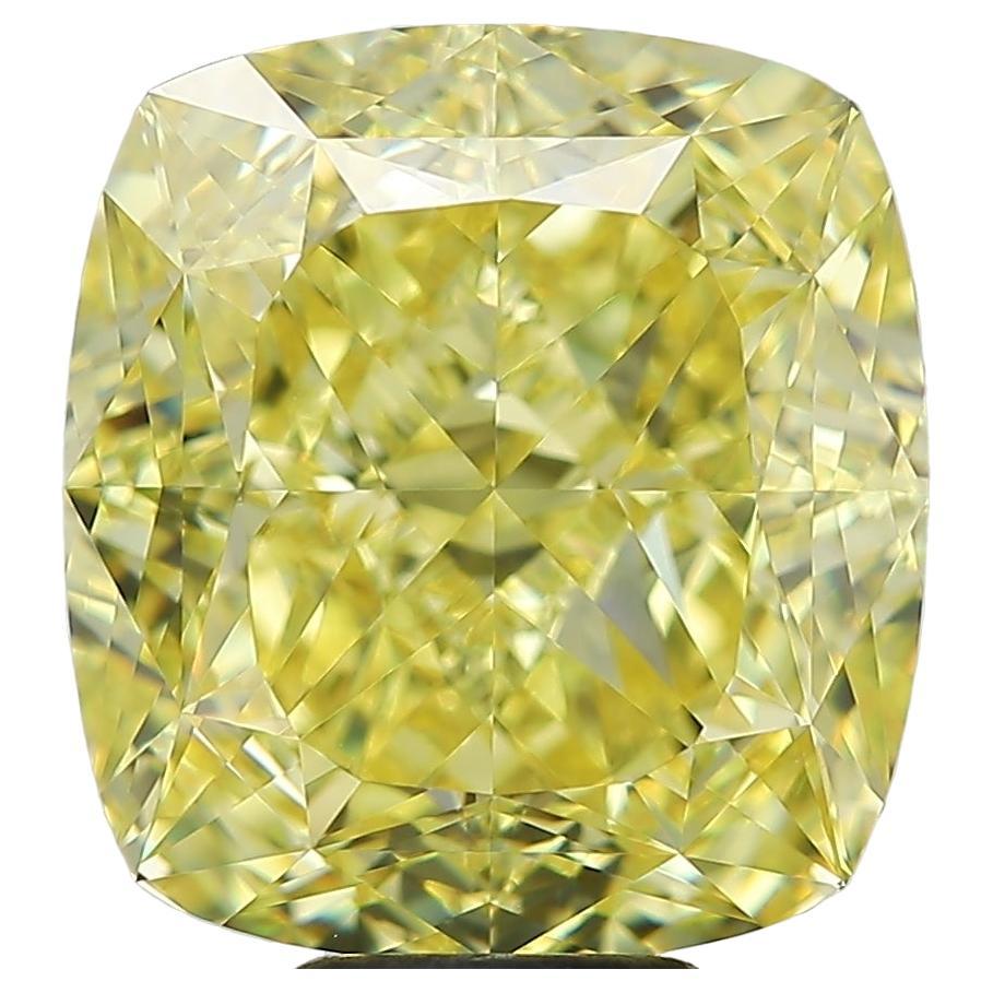 GIA Certified Cushion Cut IF Clarity Fancy Intense Yellow 11.57 Carat Diamond For Sale