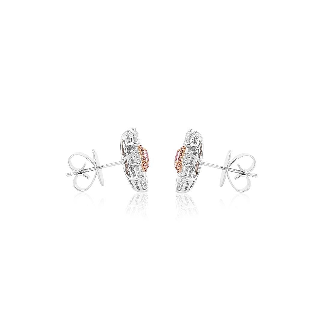 Pendiente de Diamante Blanco en forma de Pera con talla de cojín y certificado GIA Diamantes Rosas Naturales Art Decó en venta
