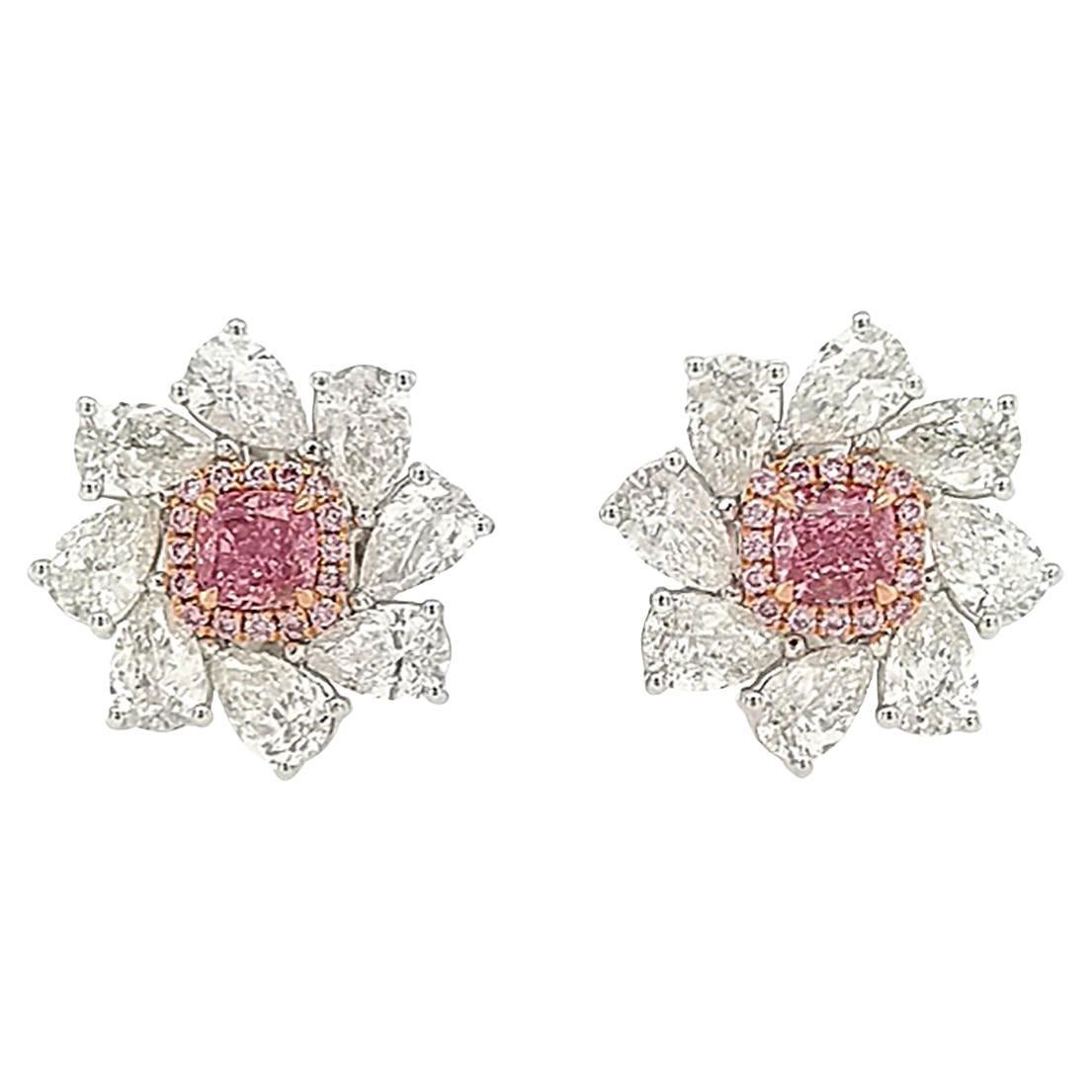 Pendiente de Diamante Blanco en forma de Pera con talla de cojín y certificado GIA Diamantes Rosas Naturales en venta