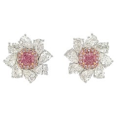 Pendiente de Diamante Blanco en forma de Pera con talla de cojín y certificado GIA Diamantes Rosas Naturales