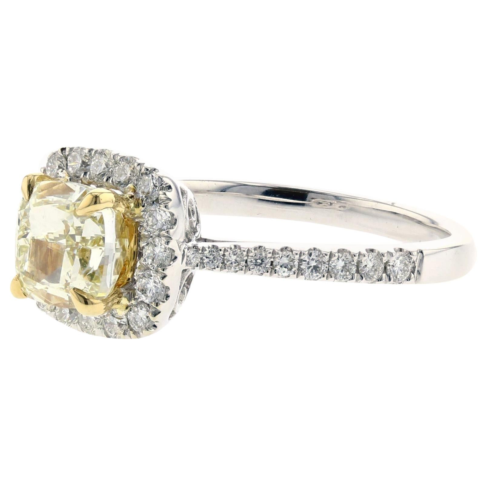 GIA Certified 1.55 Carat Cushion-Cut Diamond Engagement Ring