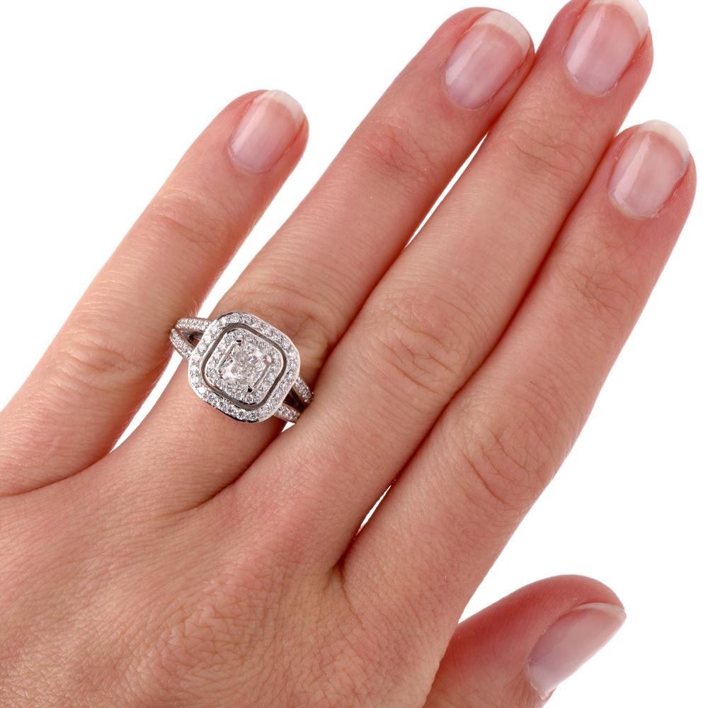 GIA-zertifizierter Cushion-Diamant  Platin Verlobungs-Cocktailring (Kissenschliff) im Angebot