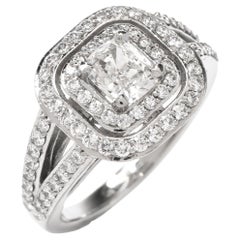 GIA Certified Cushion Diamond  Platinum Engagement Cocktail Ring