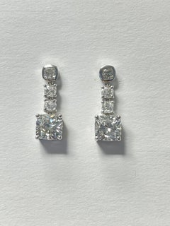 Diamond Dangle Earrings In Platinum, GIA Certified.