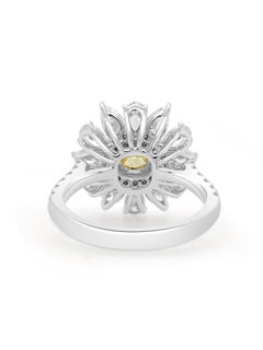 GIA Certified Cushion Natural Fancy Yellow Diamond Ring with White Diamonds