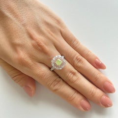 GIA Certified cushion Natural Green Diamond and Pink Diamond Ring in 18K Gold
