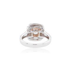 GIA Certified cushion Natural Green Diamond and Pink Diamond Ring in 18K Gold