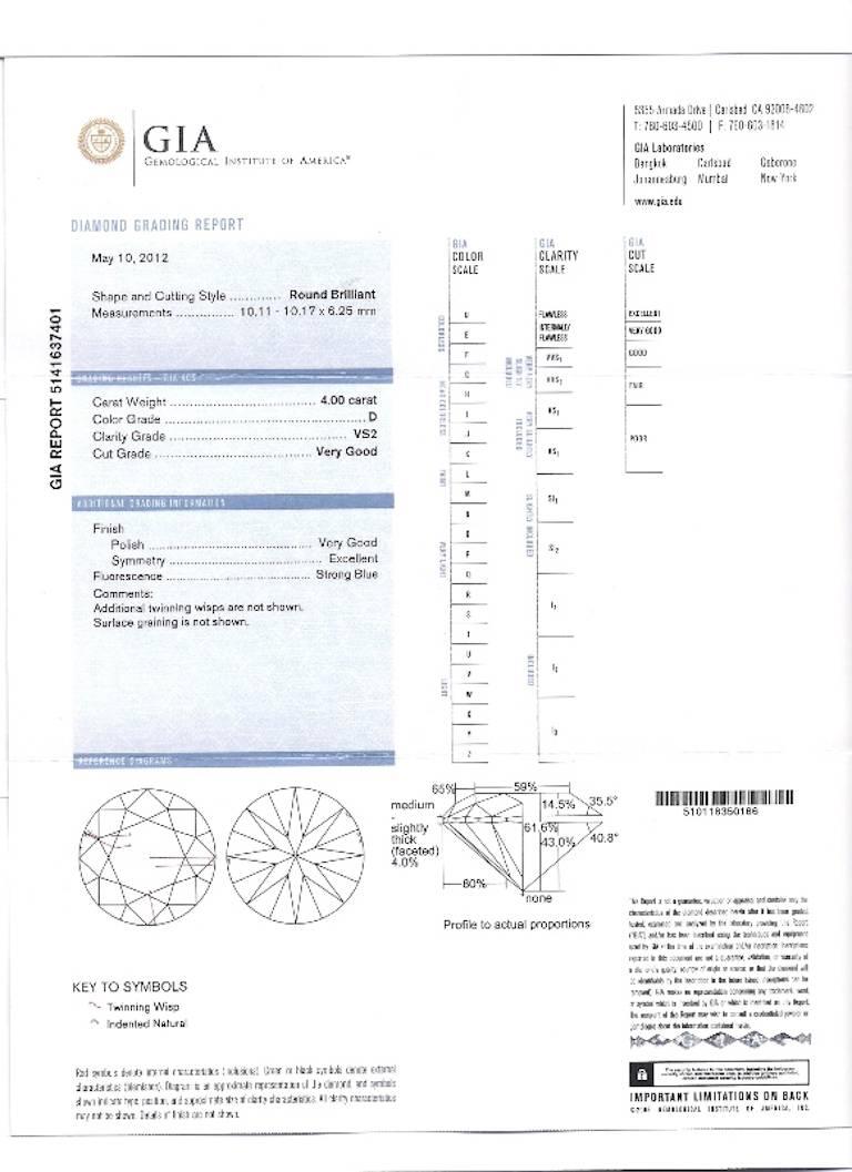 GIA zertifiziert D Farbe VS2 Klarheit Rund-Brillant Schliff Verlobungsring im Zustand „Neu“ im Angebot in Miami, FL