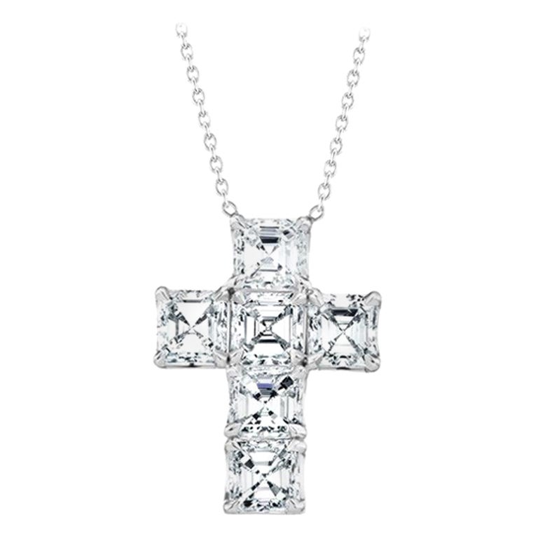 GIA Certified D-E color 4.85 Carat Asscher Cut Diamond Cross