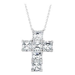 GIA Certified D-E color 4.85 Carat Asscher Cut Diamond Cross