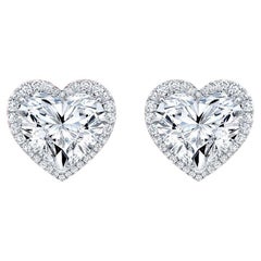 GIA Certified D/E Color 6 Carat Heart Shape Diamond Studs