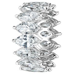GIA Certified D-E color 8.02 Carat Marquise Diamond Eternity Band Ring Platinum