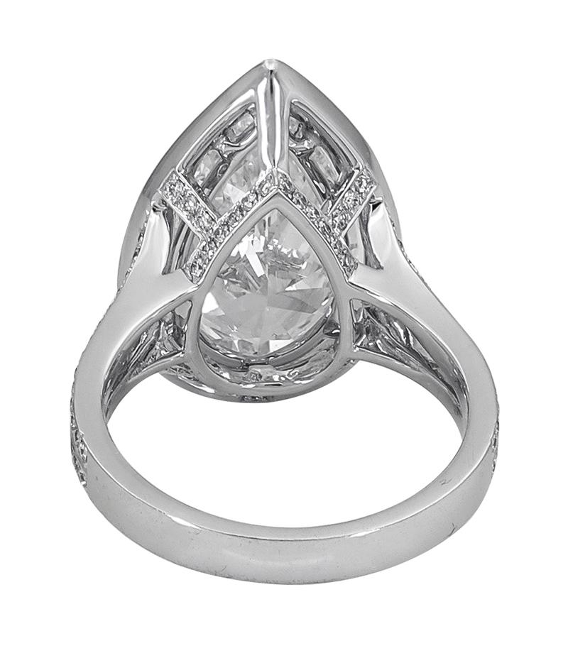 GIA zertifiziert, D-IF, 5,07 Karat birnenförmiger Diamant-Halo-Verlobungsring (Zeitgenössisch) im Angebot