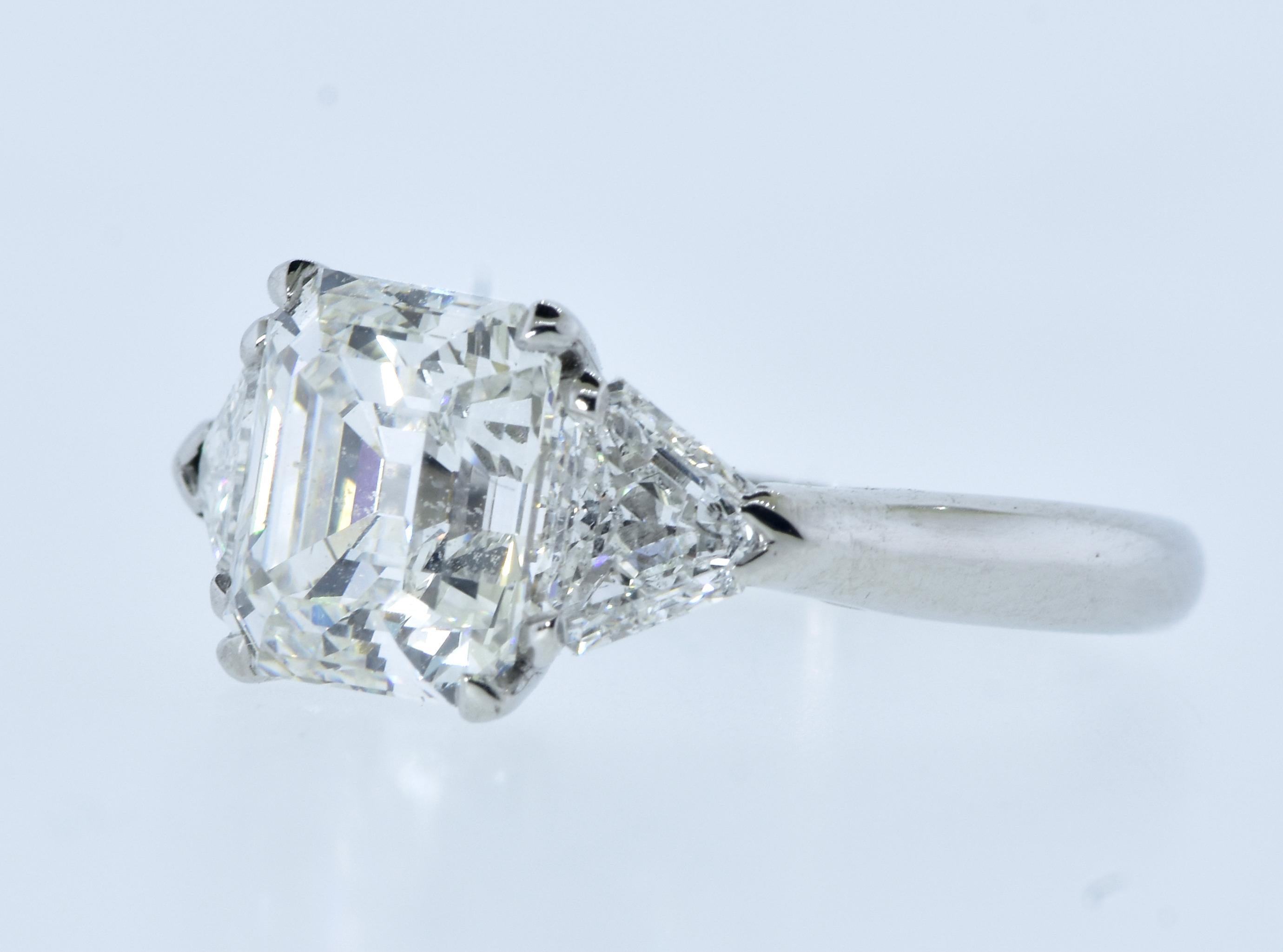 Women's or Men's GIA Graded D, SI1, Vintage Platinum Asscher Cut 2.23 Carat Diamond Ring For Sale